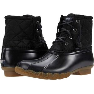 Sperry Saltwater Black Quilted Winter Boots Big Kids 5M
